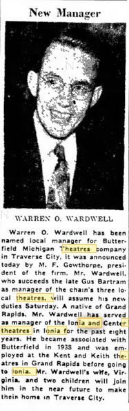 Center Theatre - Oct 10 1951 Mention Of Former Manager